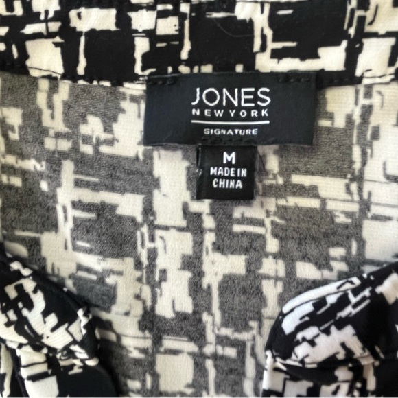Jones New York Signature Black & White Blouse Top - Picture 3 of 10